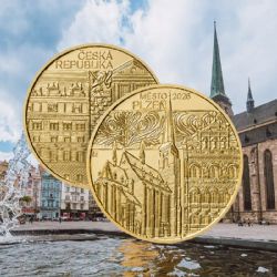 Plzeň má vlastní zlatou minci. ČNB vydala pětitisícovku s motivy historického centra